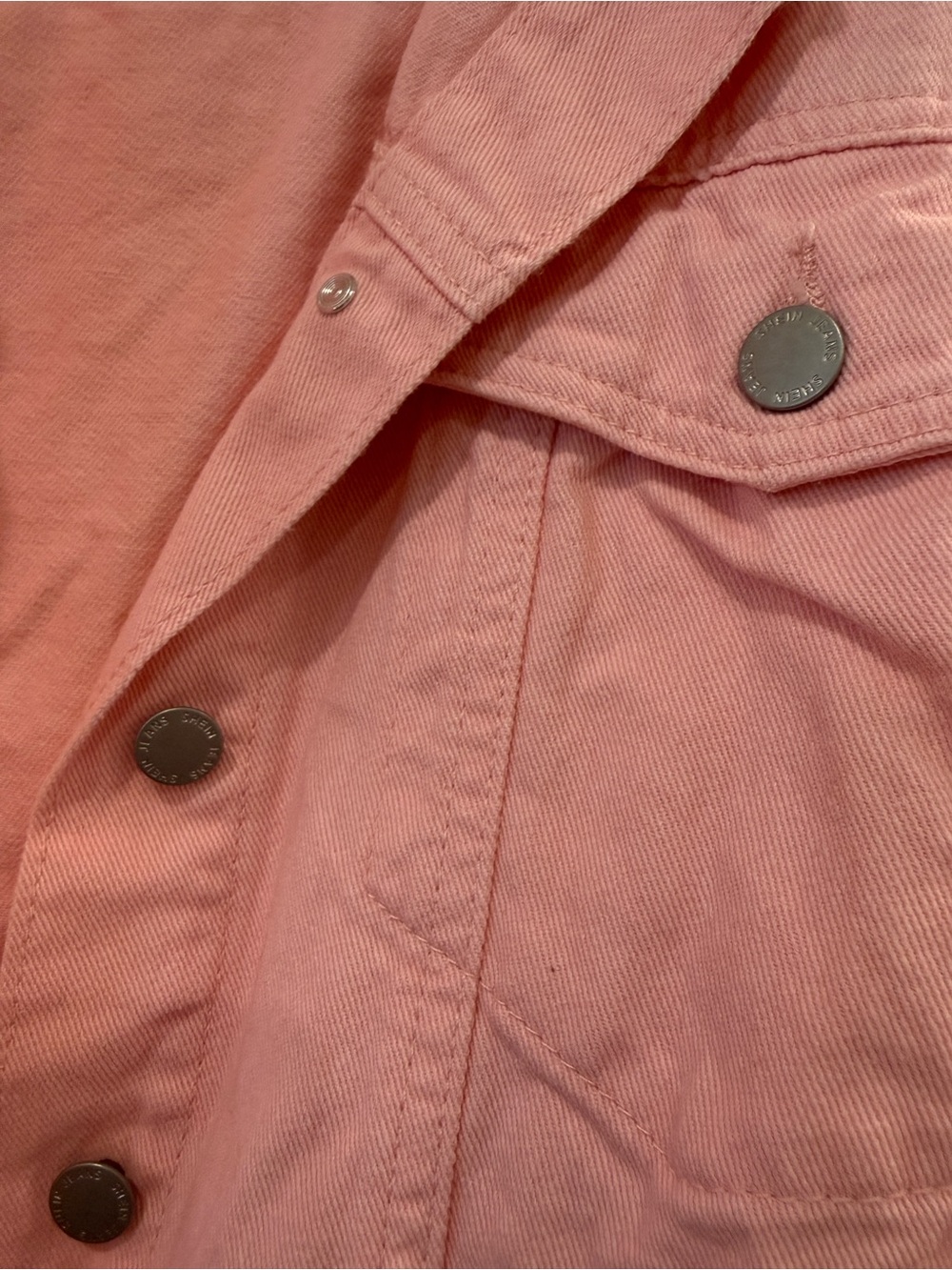 Pink Cropped Button Front Denim Jacket - Picture 4 of 8